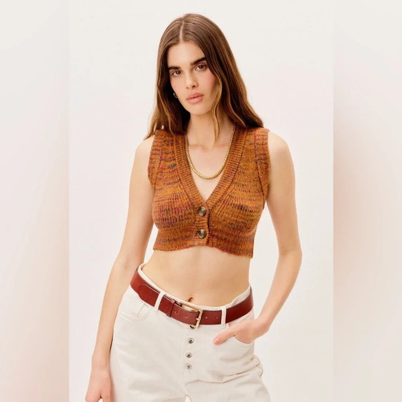 For Love And Lemons Orange Knit Crop Top - Picture 5 of 15